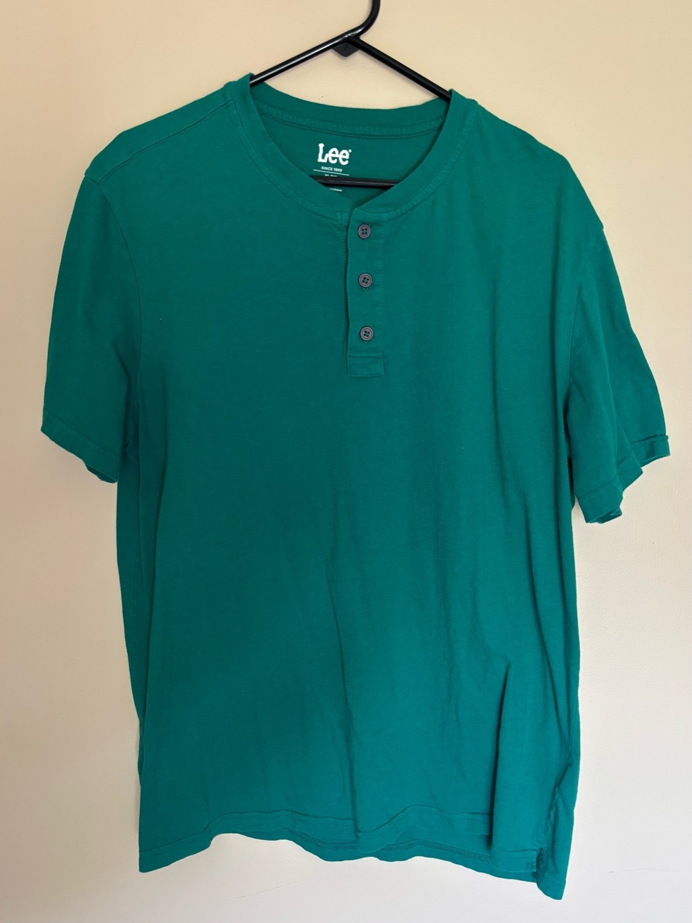 Lee Teal Green Short Sleeve Henley Shirt
